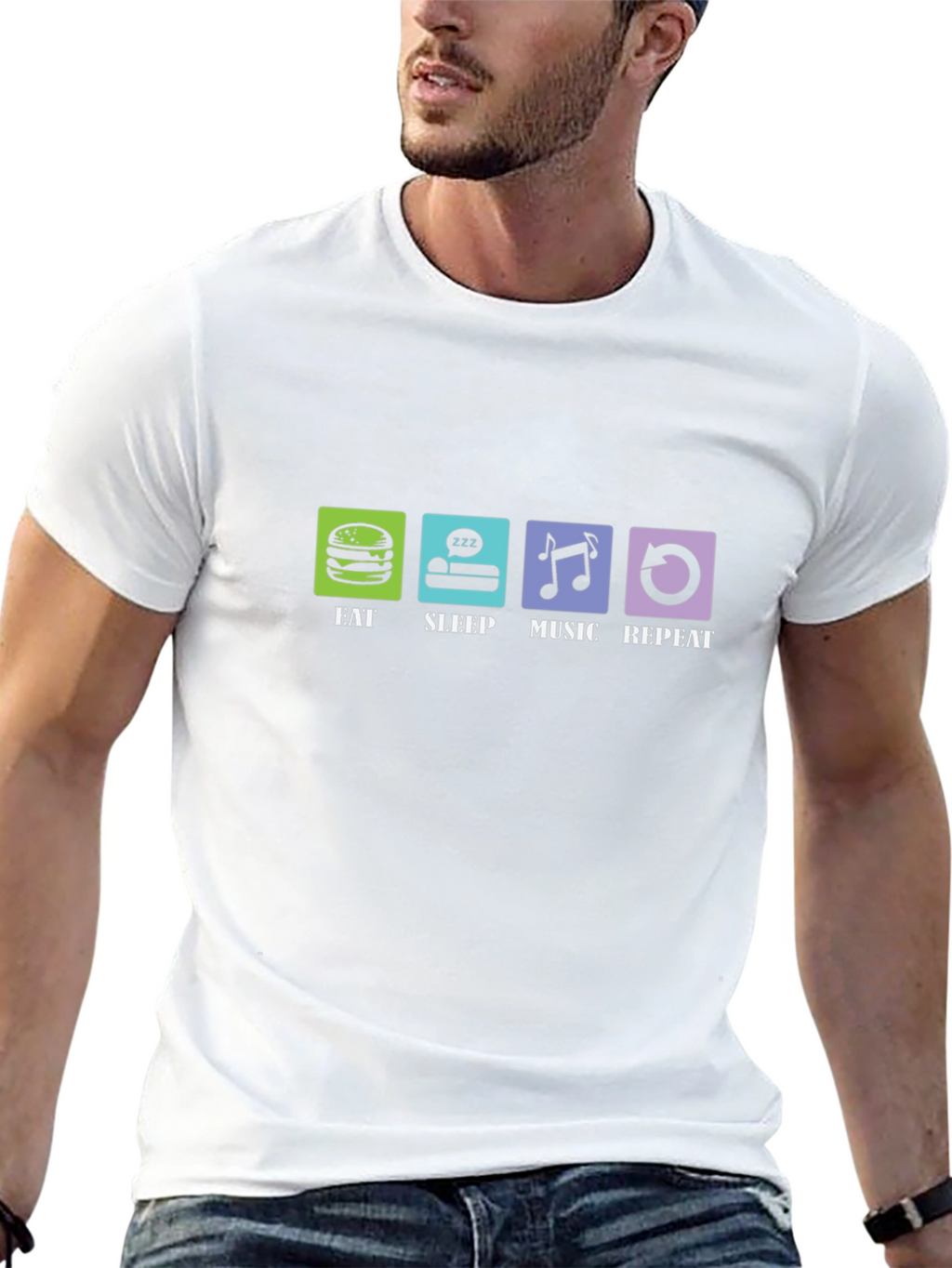 Eat Sleep Music Repeat Graphic T-Shirt