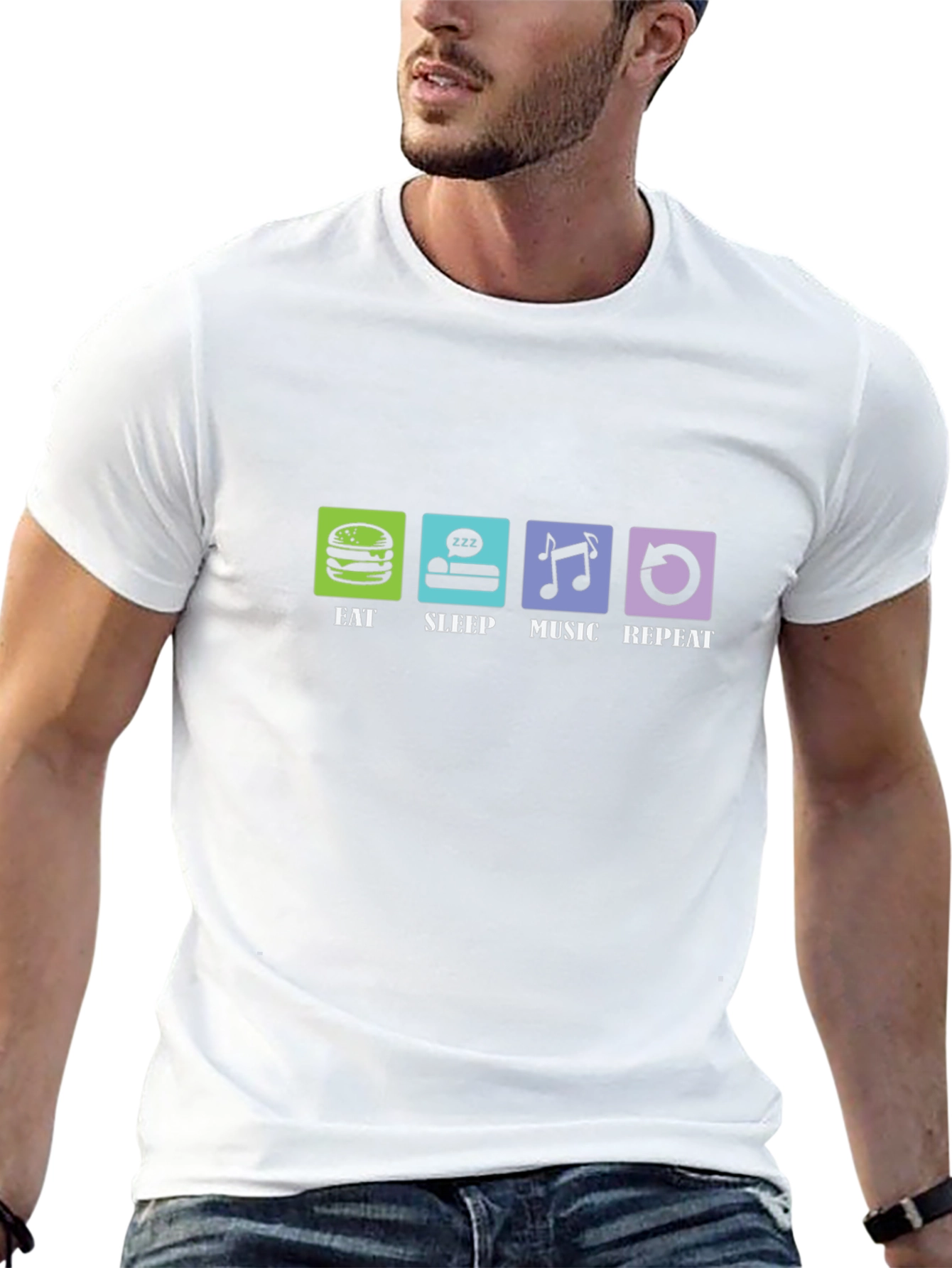 Eat Sleep Music Repeat Graphic T-Shirt