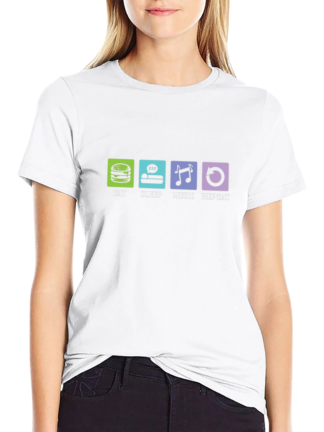 Eat Sleep Music Repeat Graphic T-Shirt