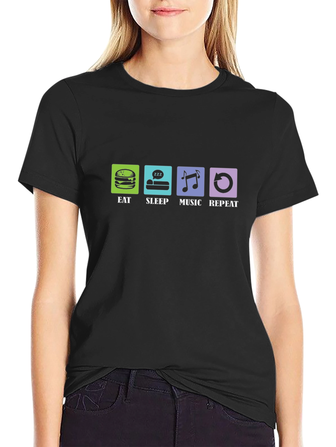 Eat Sleep Music Repeat Graphic T-Shirt