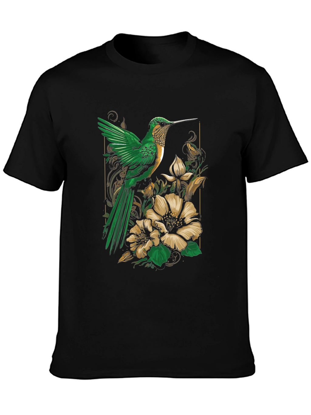 Hummingbird Floral Graphic Tee - Nature Inspired Style