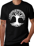 Tree of Life Graphic Tee - Black Cotton Casual
