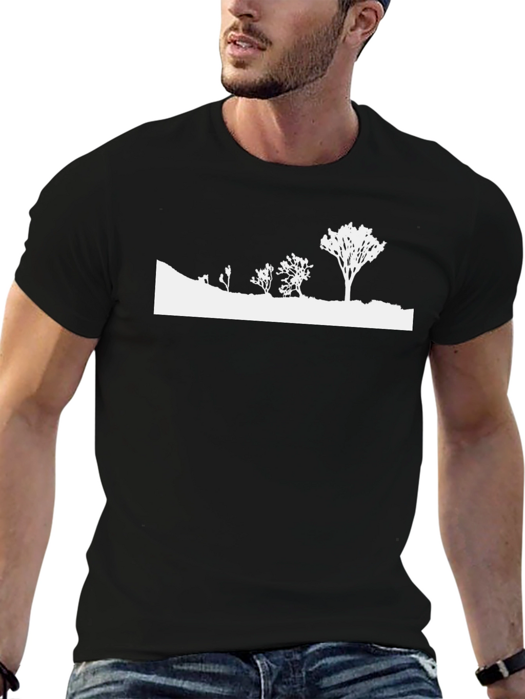 Mens Black Nature Silhouette Graphic Tee