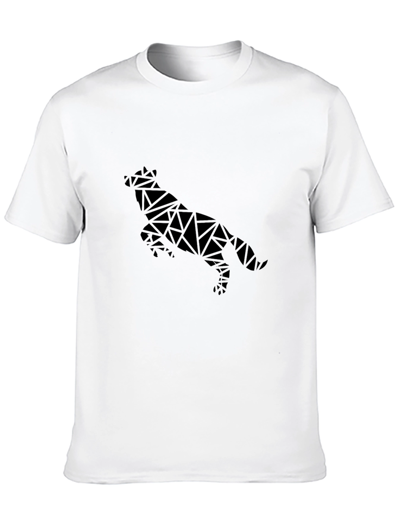 Geometric Wolf Graphic Tee - Black