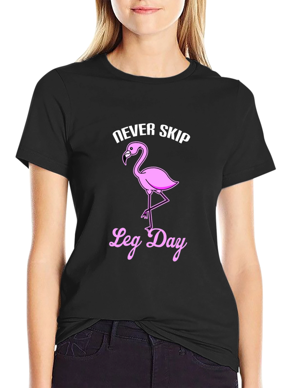 Never Skip Leg Day Flamingo Graphic T-Shirt