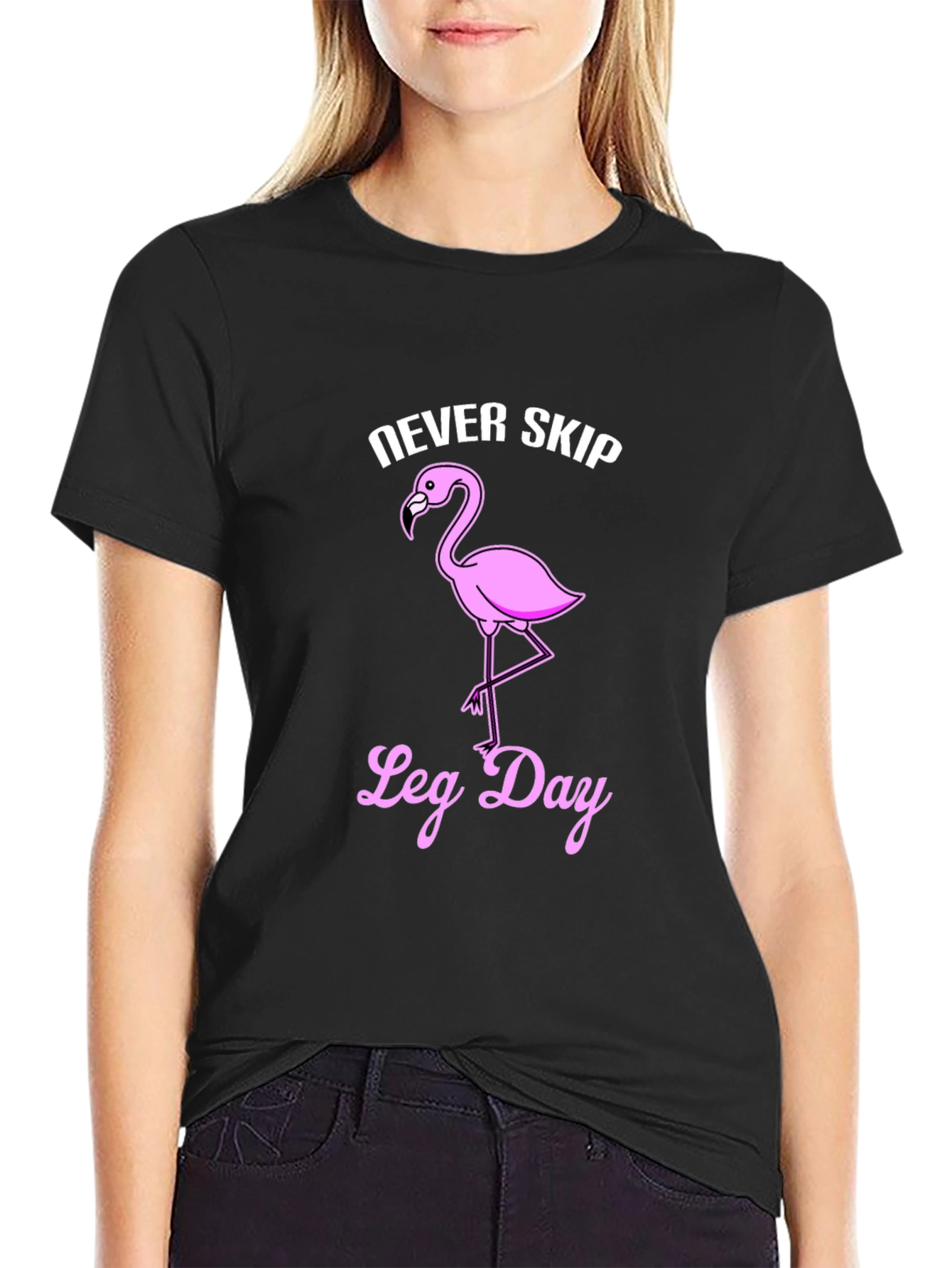 Never Skip Leg Day Flamingo Graphic T-Shirt