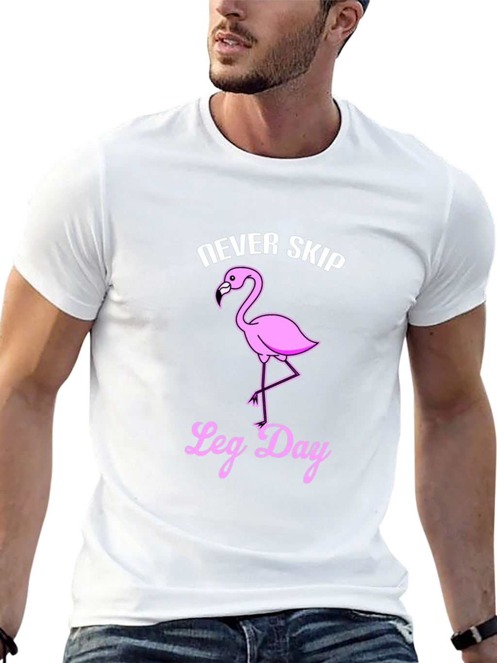Never Skip Leg Day Flamingo Graphic T-Shirt