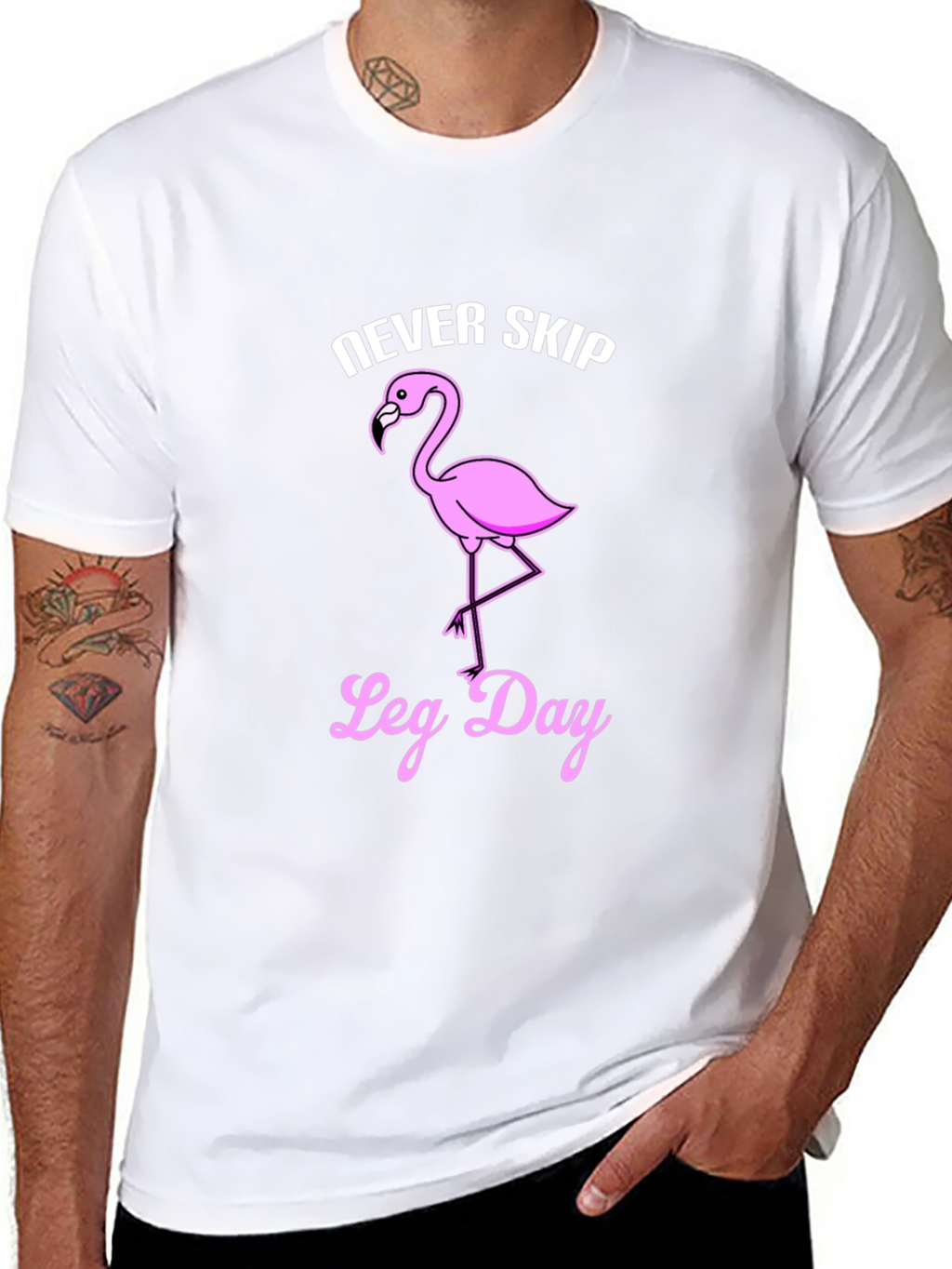 Never Skip Leg Day Flamingo Graphic T-Shirt