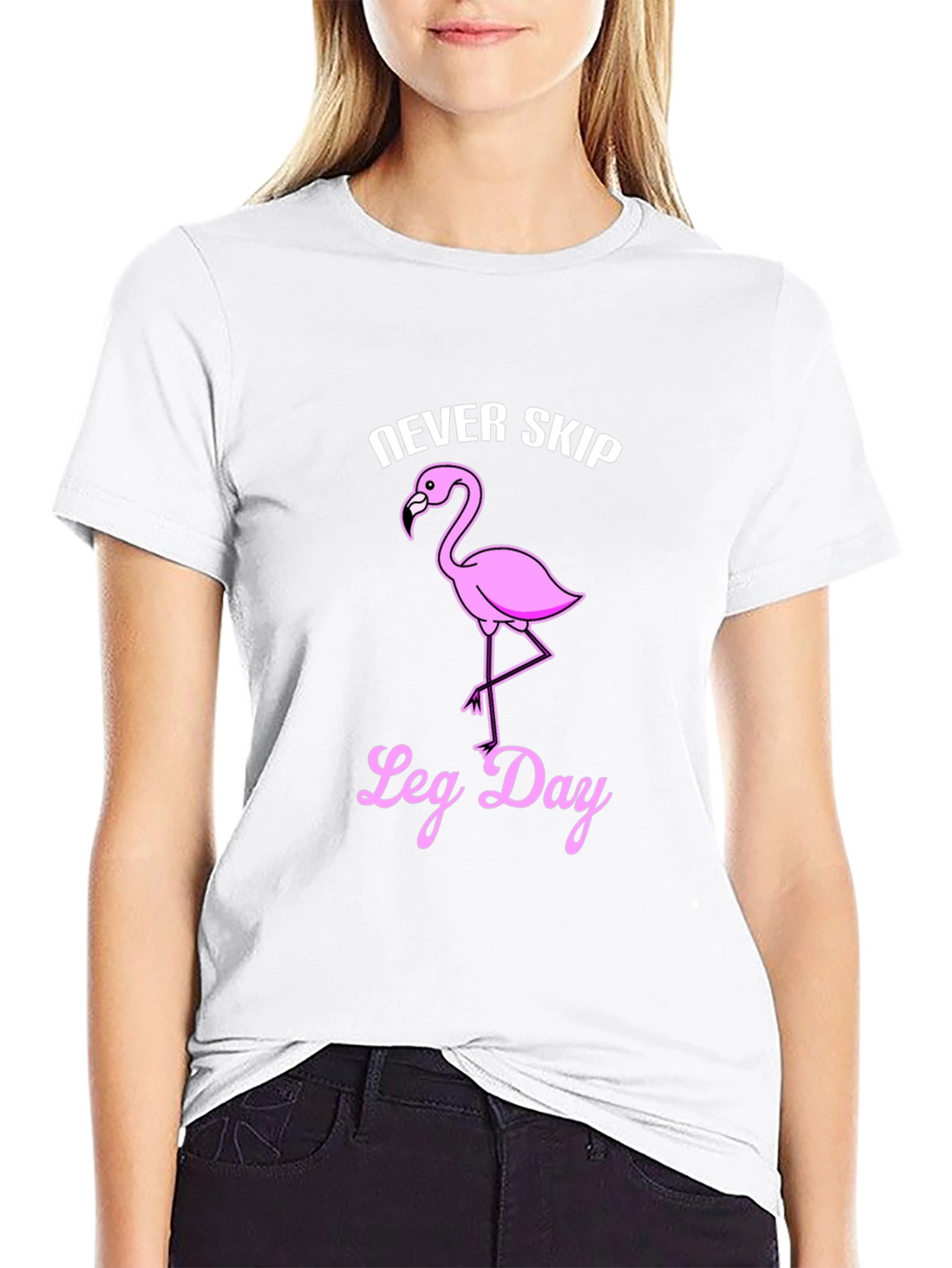 Never Skip Leg Day Flamingo Graphic T-Shirt
