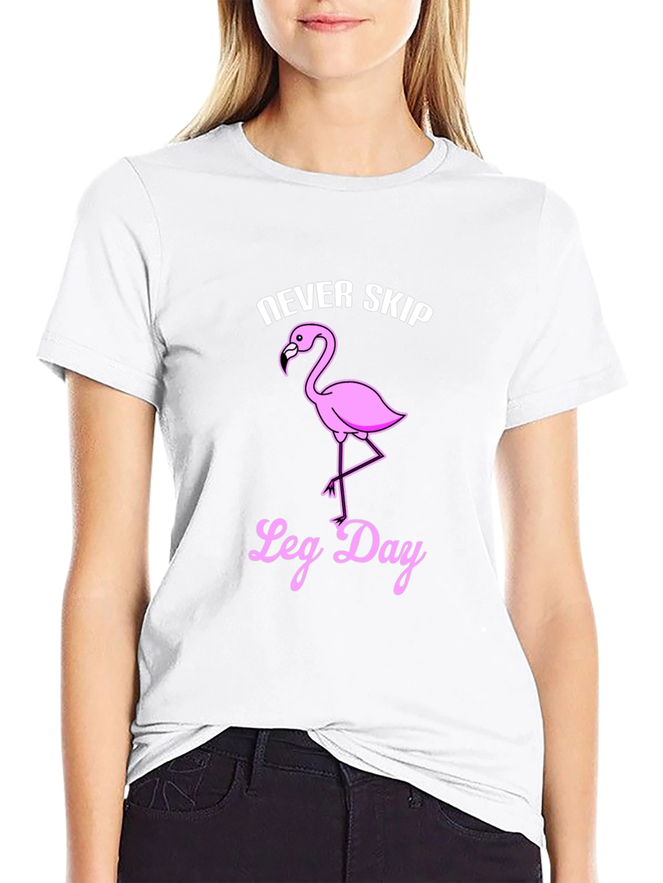 Never Skip Leg Day Flamingo Graphic T-Shirt
