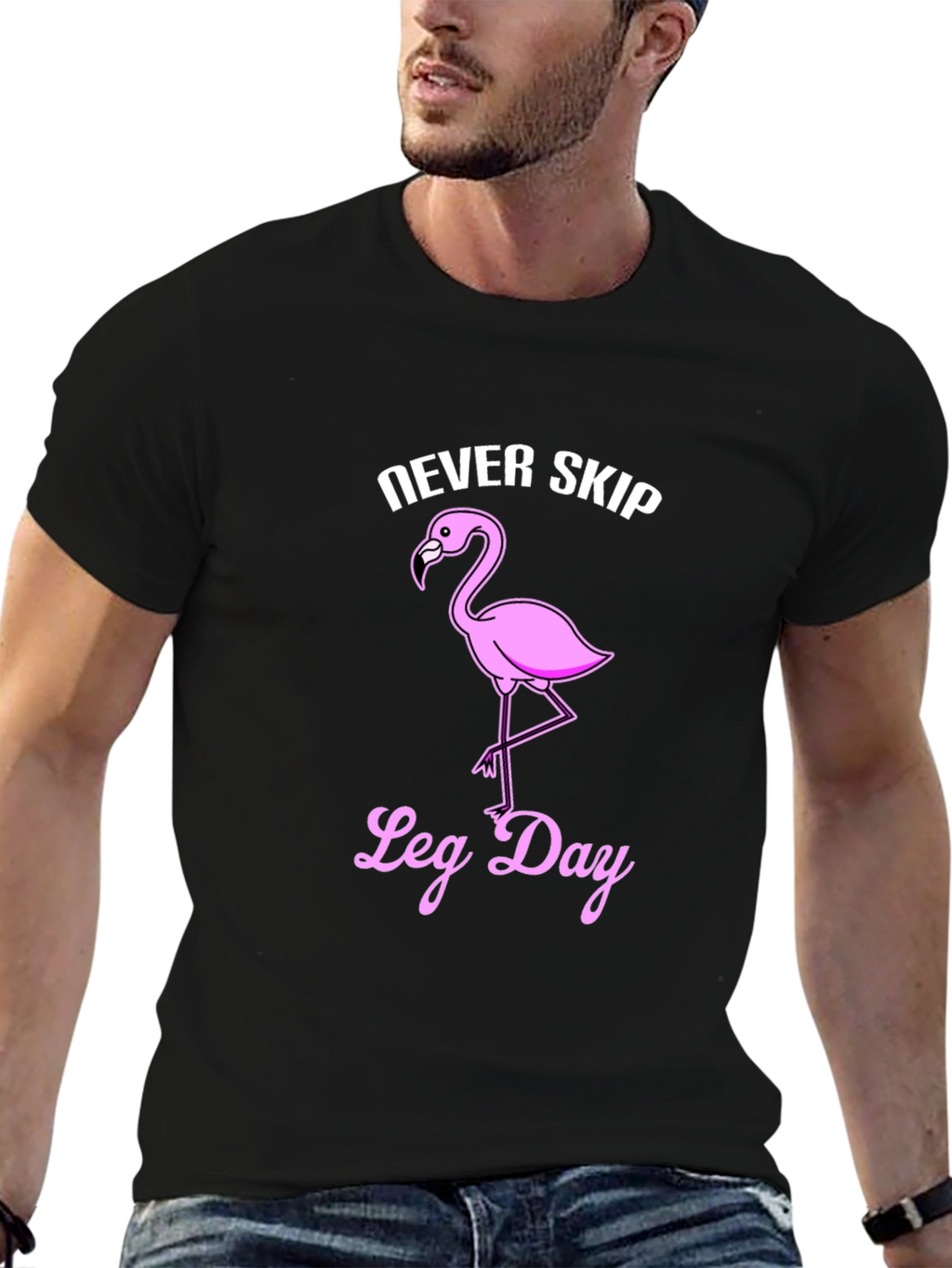 Never Skip Leg Day Flamingo Graphic T-Shirt
