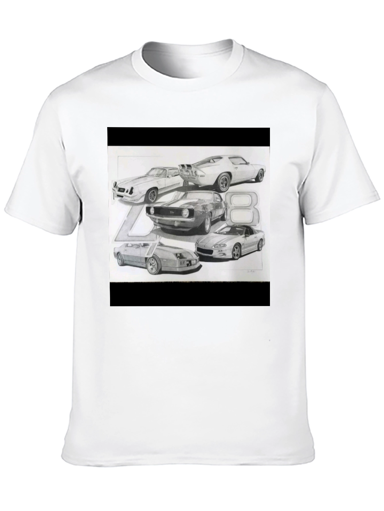 Classic Car Sketch Black Tee