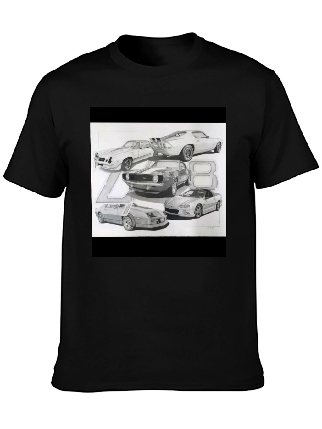 Classic Car Sketch Black Tee