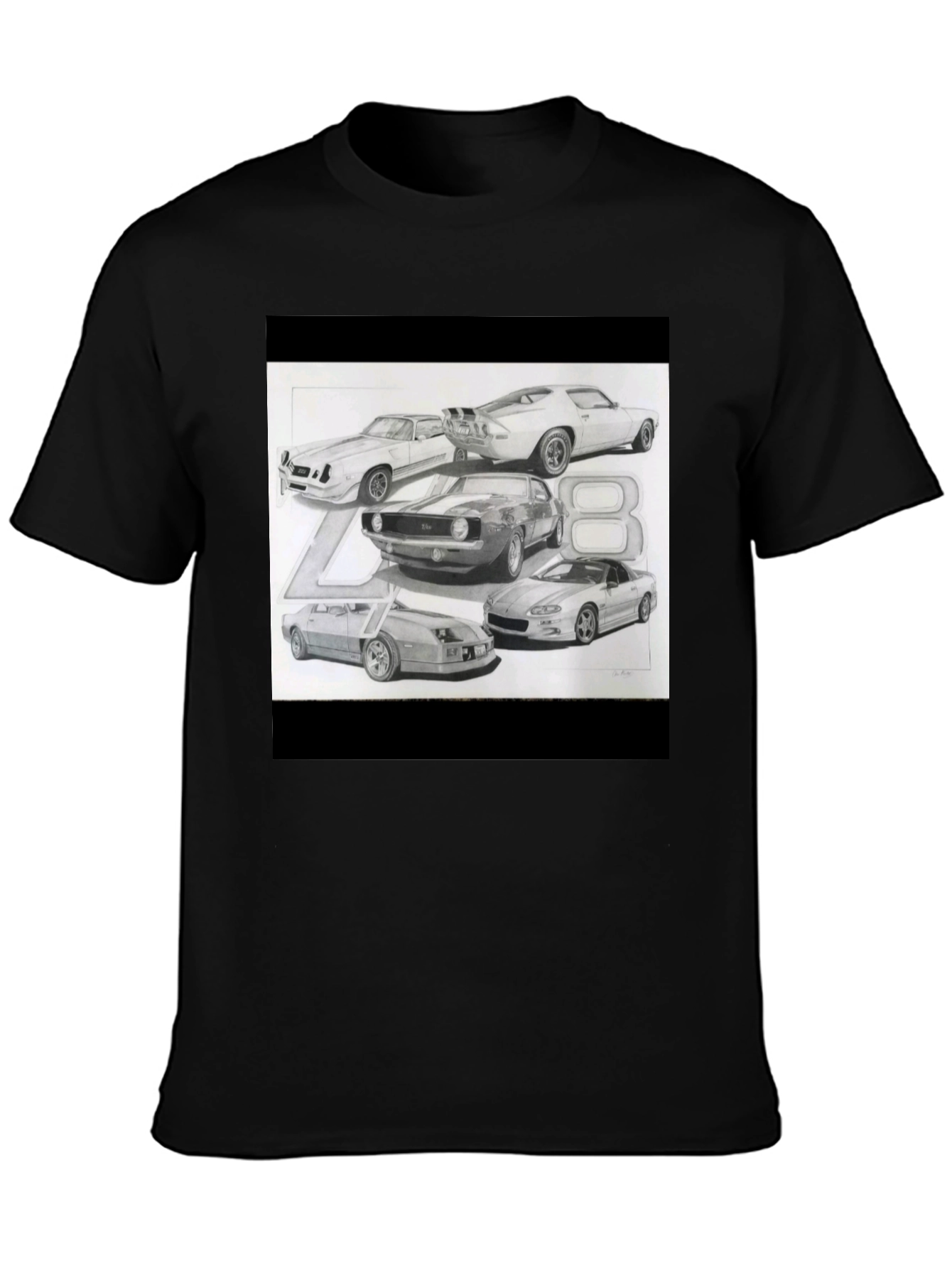 Classic Car Sketch Black Tee