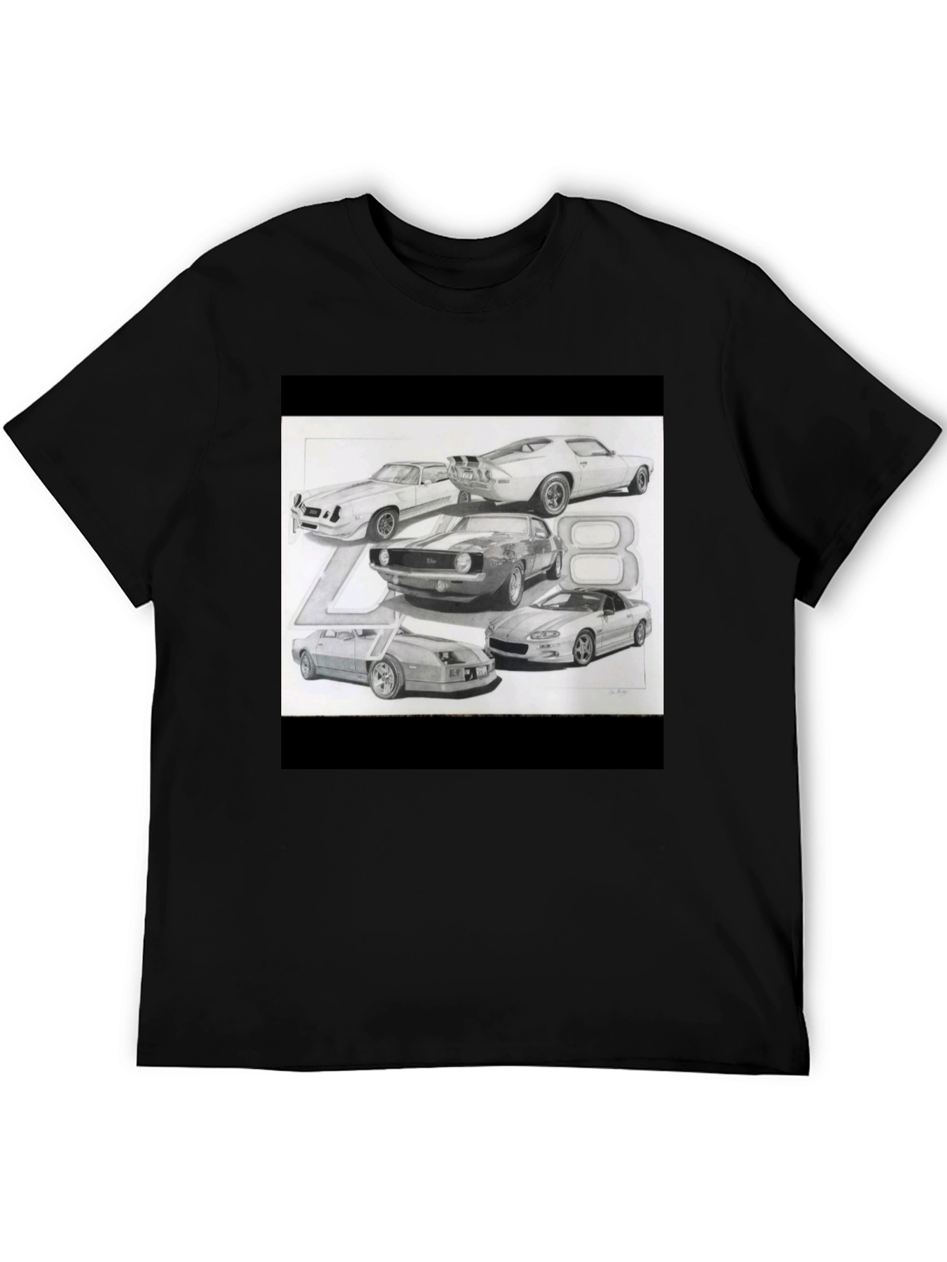 Classic Car Sketch Black Tee