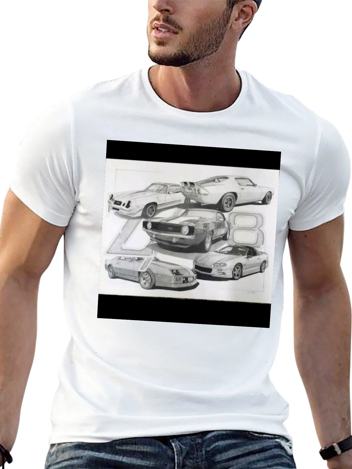 Classic Car Sketch Black Tee