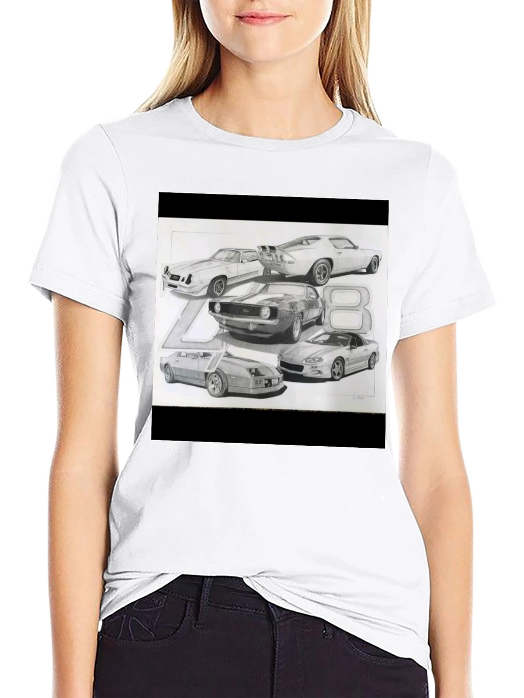 Classic Car Sketch Black Tee