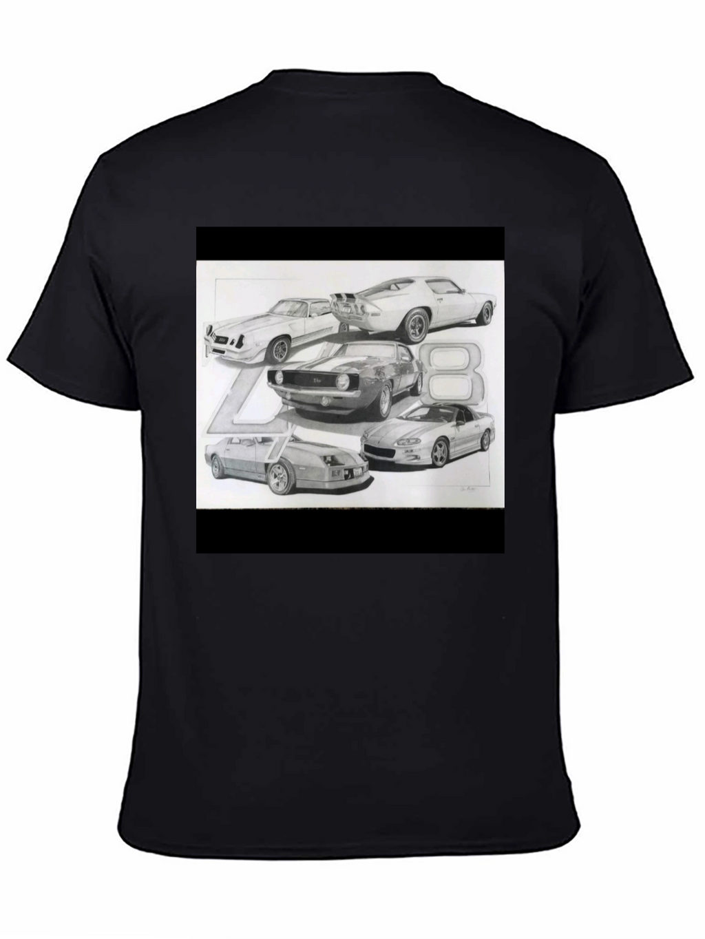 Classic Car Sketch Black Tee