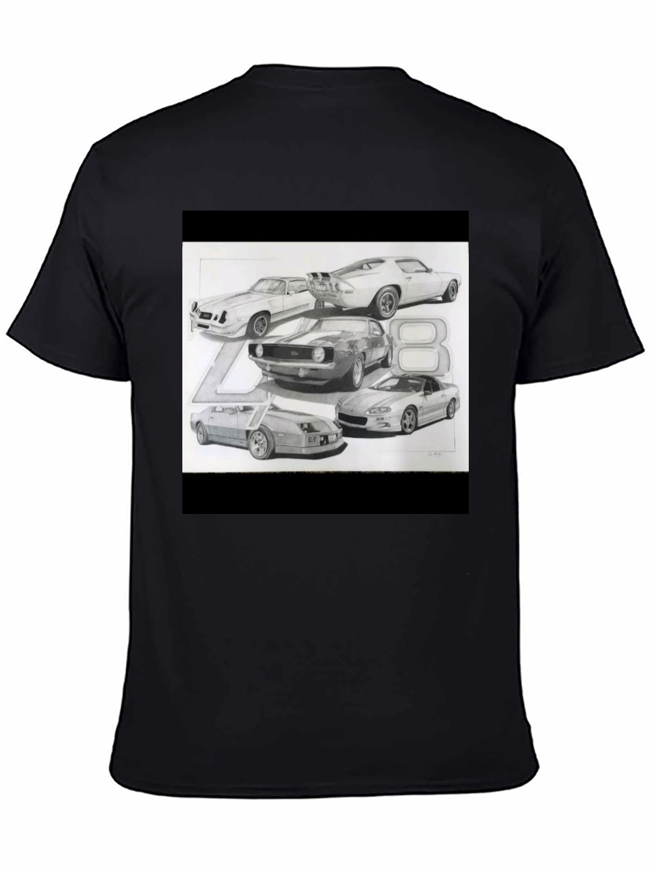 Classic Car Sketch Black Tee