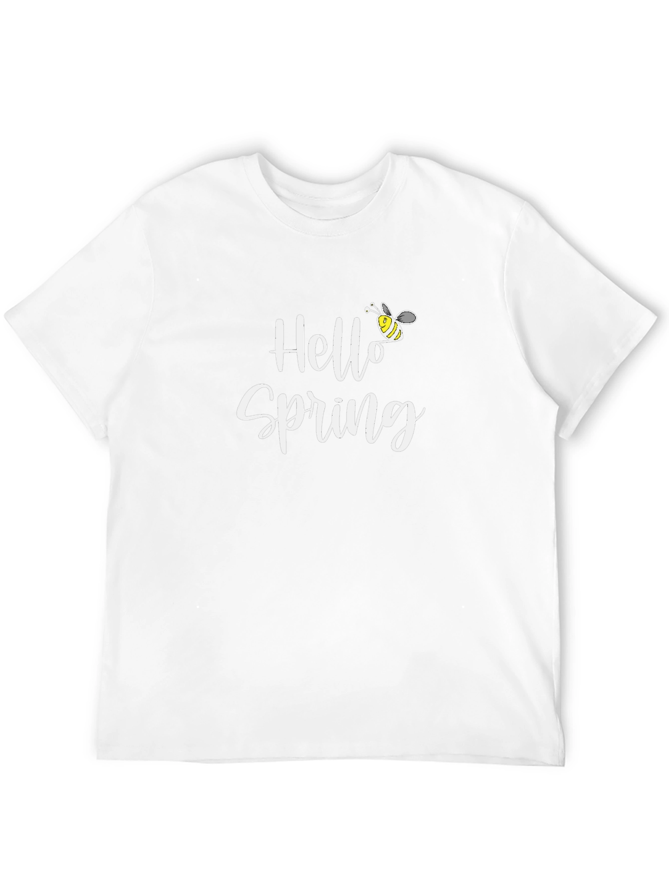 Hello Spring Black T-Shirt with Bee Graphic