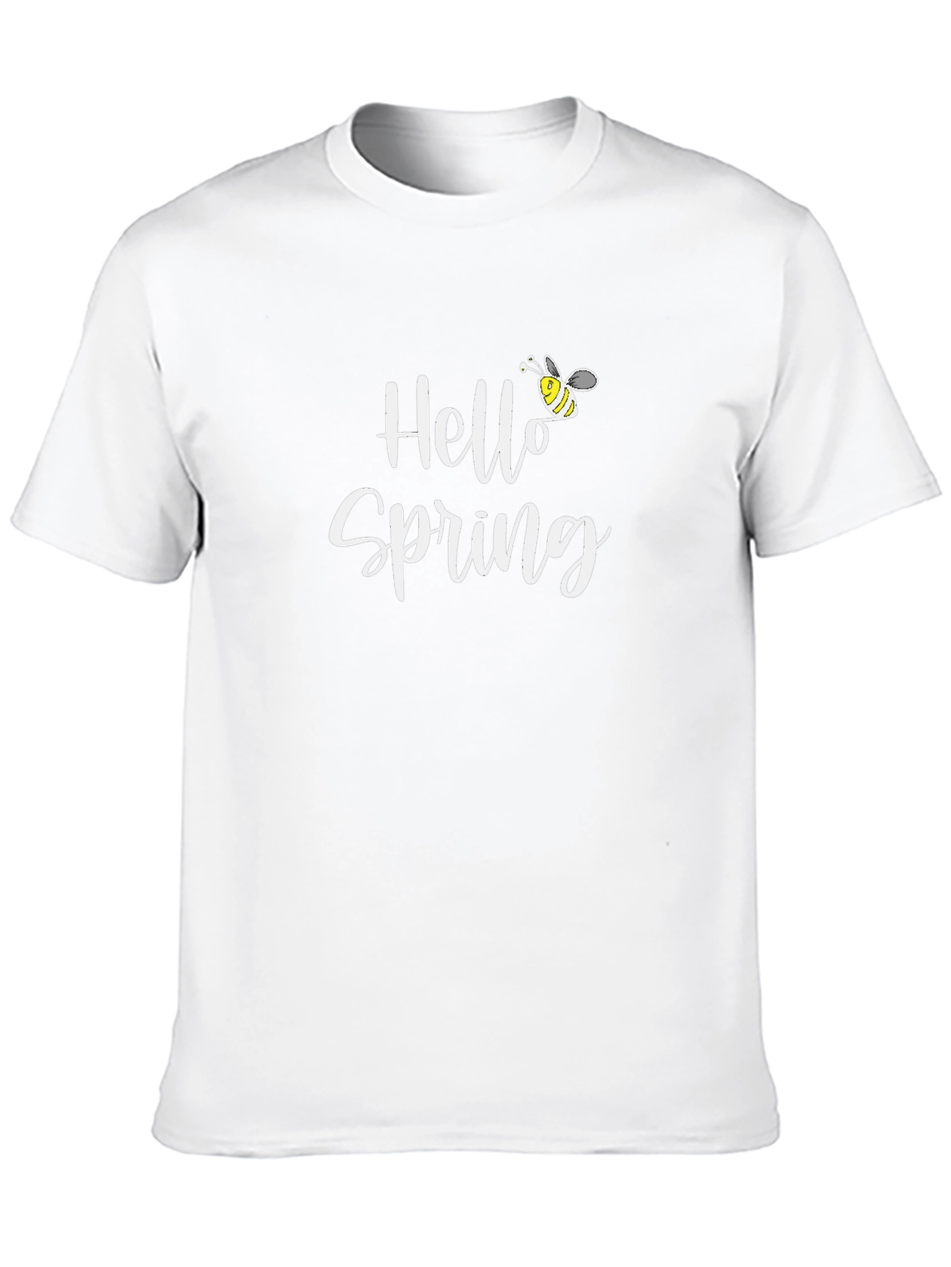 Hello Spring Black T-Shirt with Bee Graphic