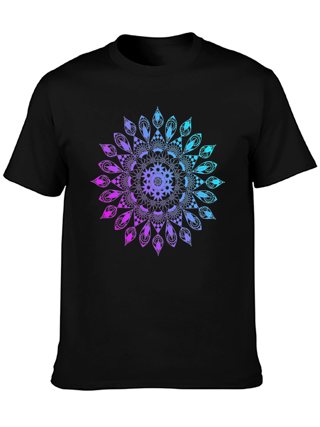 Mandala Gradient Graphic Black T-Shirt