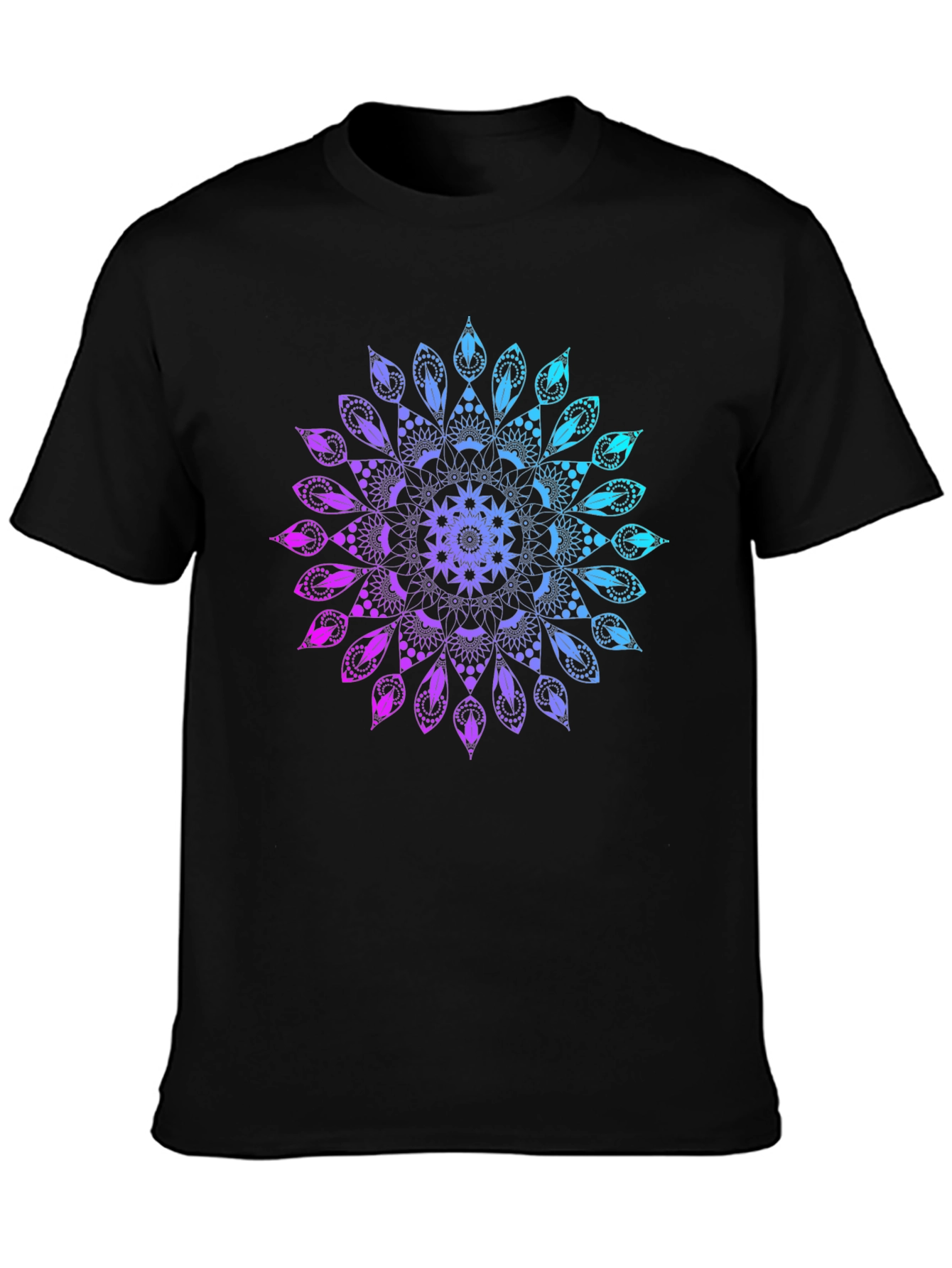 Mandala Gradient Graphic Black T-Shirt