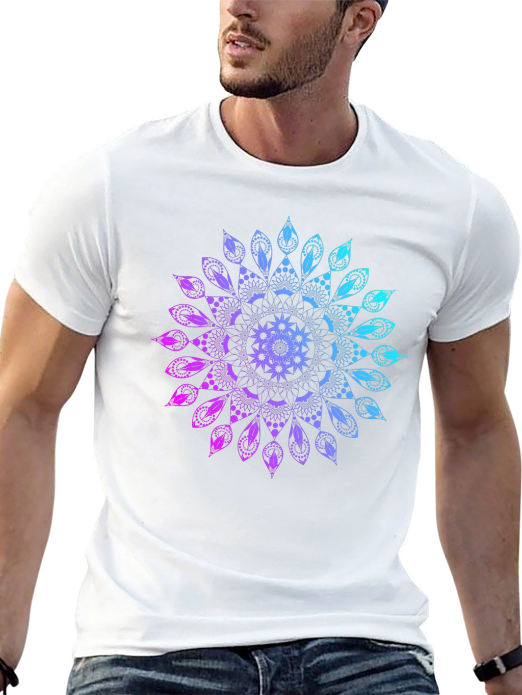 Mandala Gradient Graphic Black T-Shirt