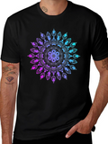 Mandala Gradient Graphic Black T-Shirt
