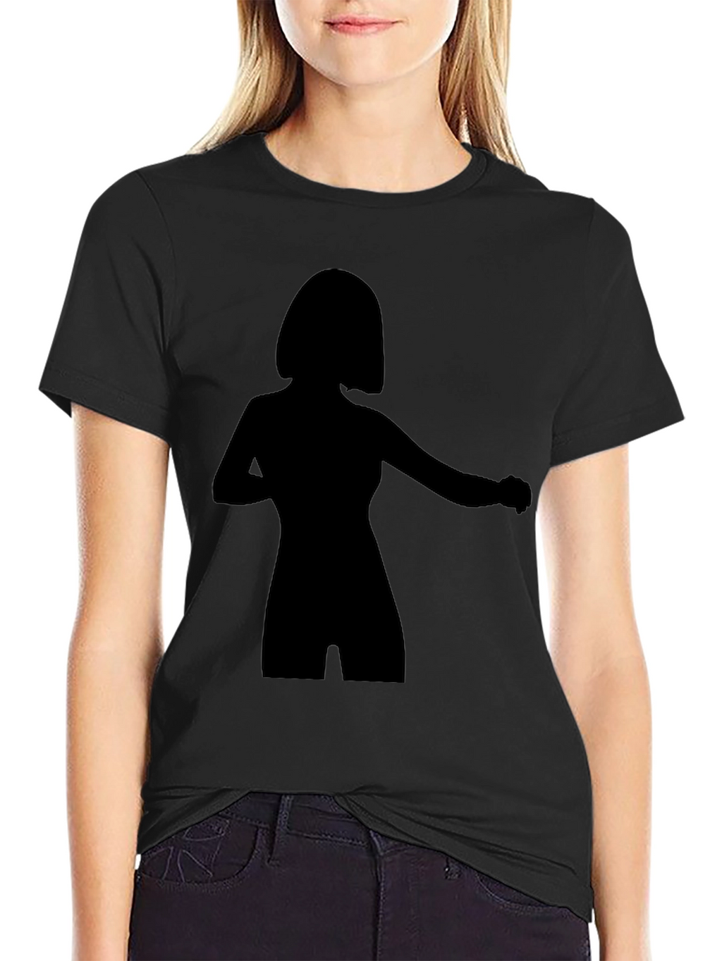 Silhouette Graphic Tee - Stylish Black Cotton T-Shirt