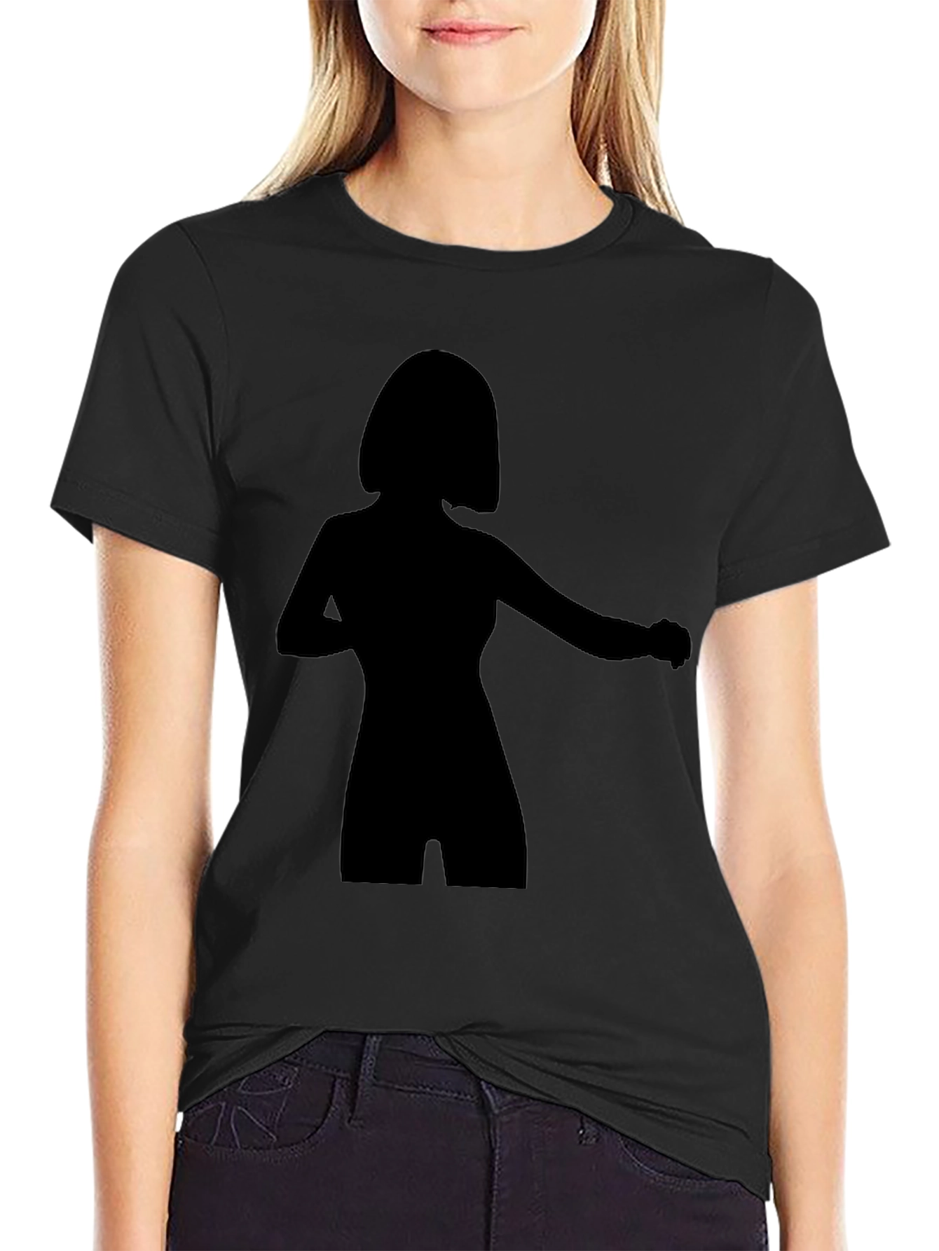 Silhouette Graphic Tee - Stylish Black Cotton T-Shirt