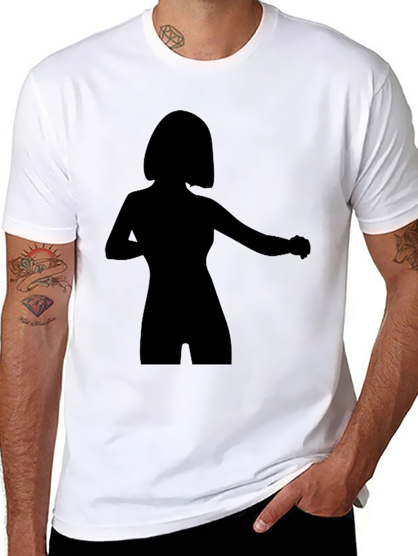 Silhouette Graphic Tee - Stylish Black Cotton T-Shirt