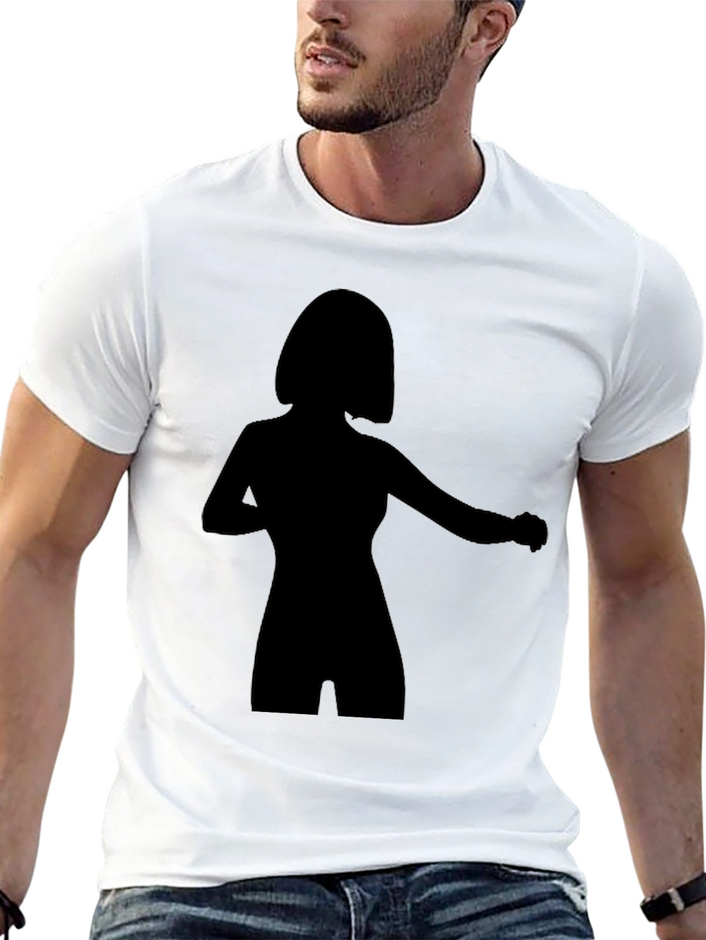 Silhouette Graphic Tee - Stylish Black Cotton T-Shirt