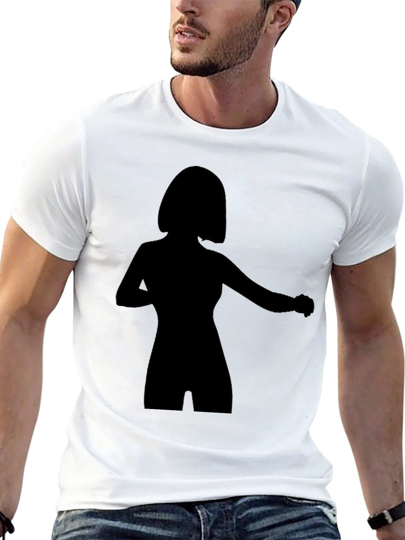 Silhouette Graphic Tee - Stylish Black Cotton T-Shirt