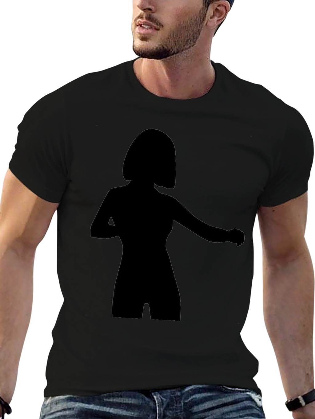 Silhouette Graphic Tee - Stylish Black Cotton T-Shirt