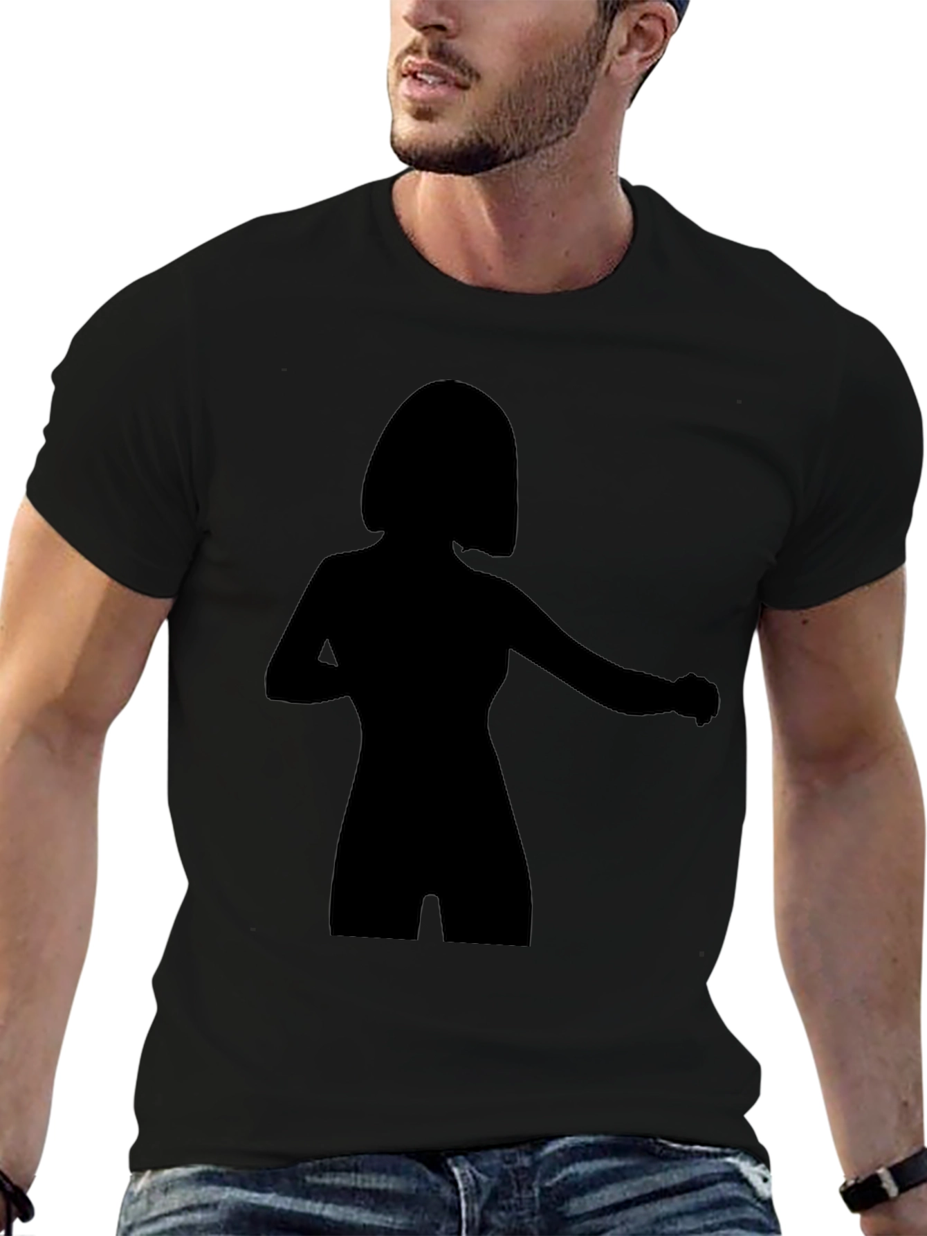 Silhouette Graphic Tee - Stylish Black Cotton T-Shirt