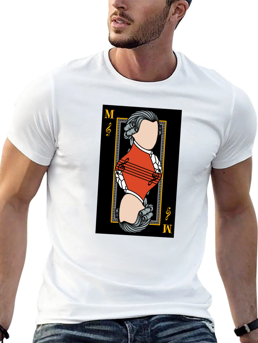 Mozart Card T-Shirt - Unique Musical Design