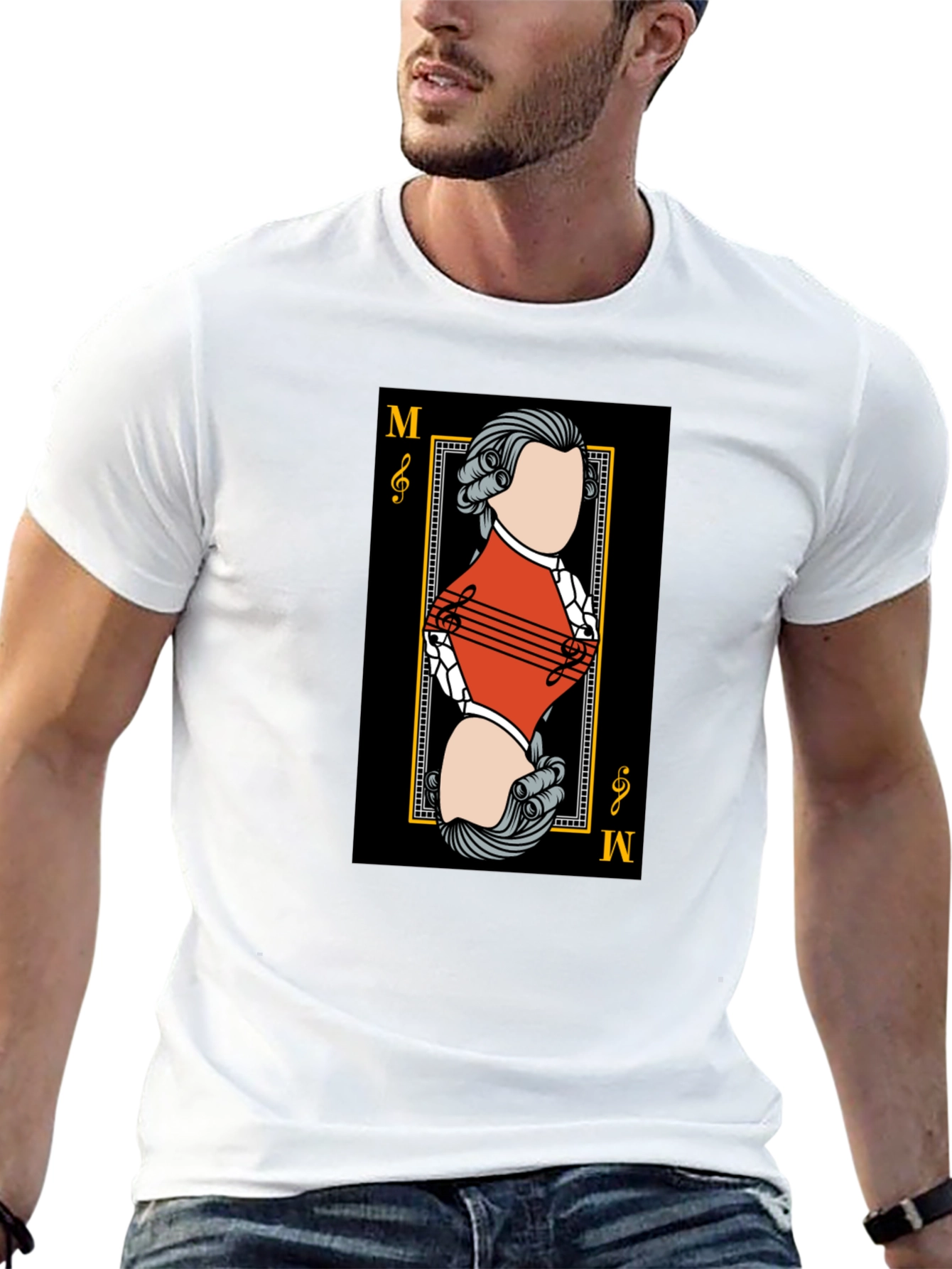 Mozart Card T-Shirt - Unique Musical Design