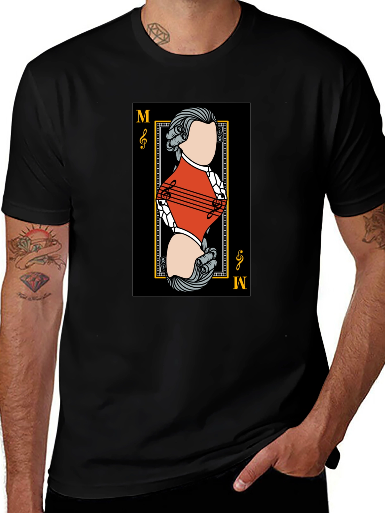 Mozart Card T-Shirt - Unique Musical Design