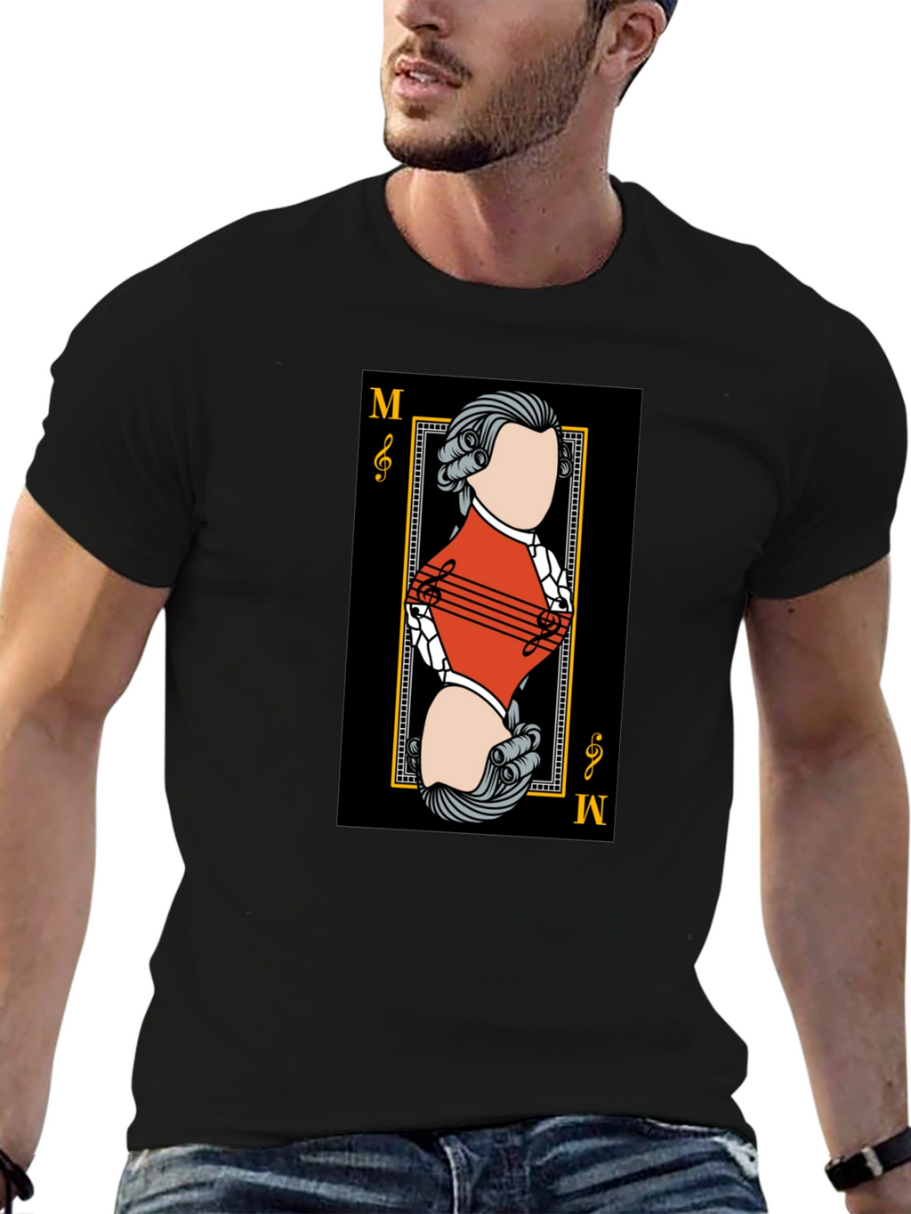 Mozart Card T-Shirt - Unique Musical Design