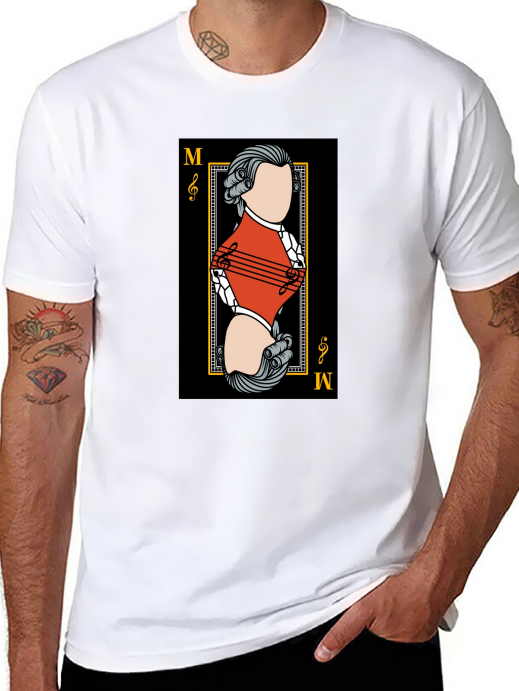 Mozart Card T-Shirt - Unique Musical Design