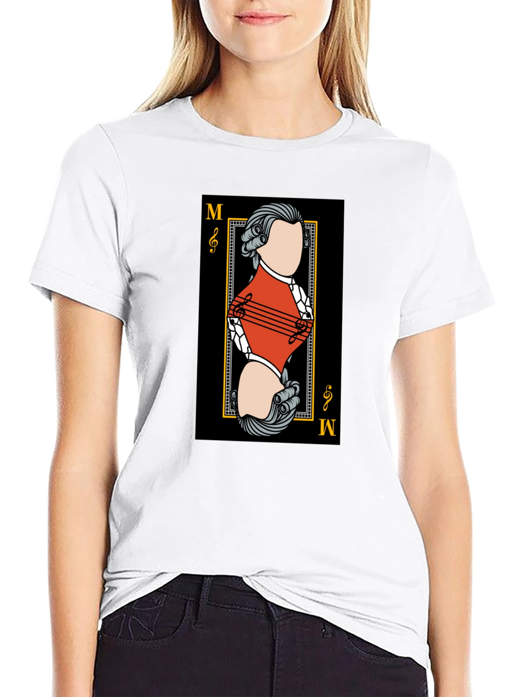 Mozart Card T-Shirt - Unique Musical Design