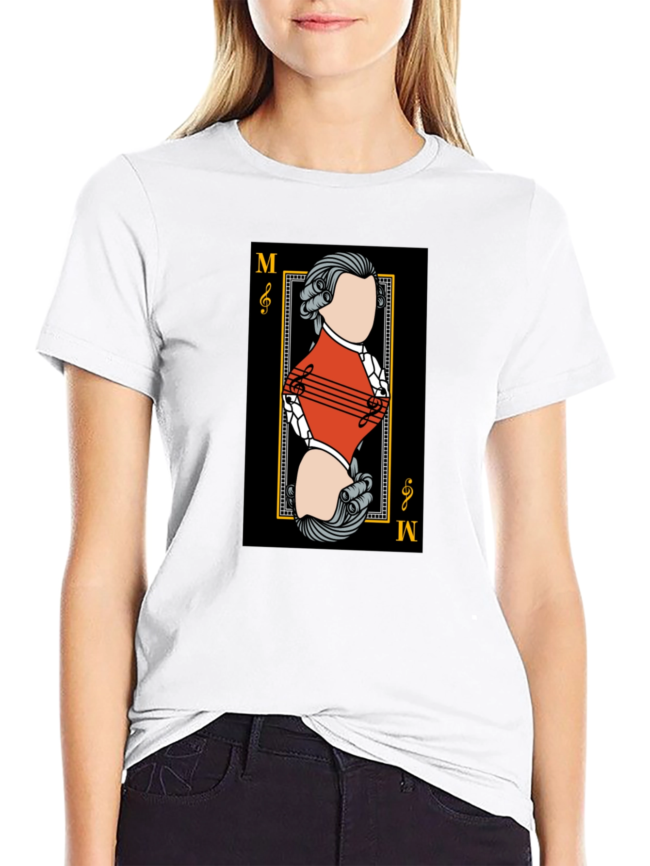 Mozart Card T-Shirt - Unique Musical Design