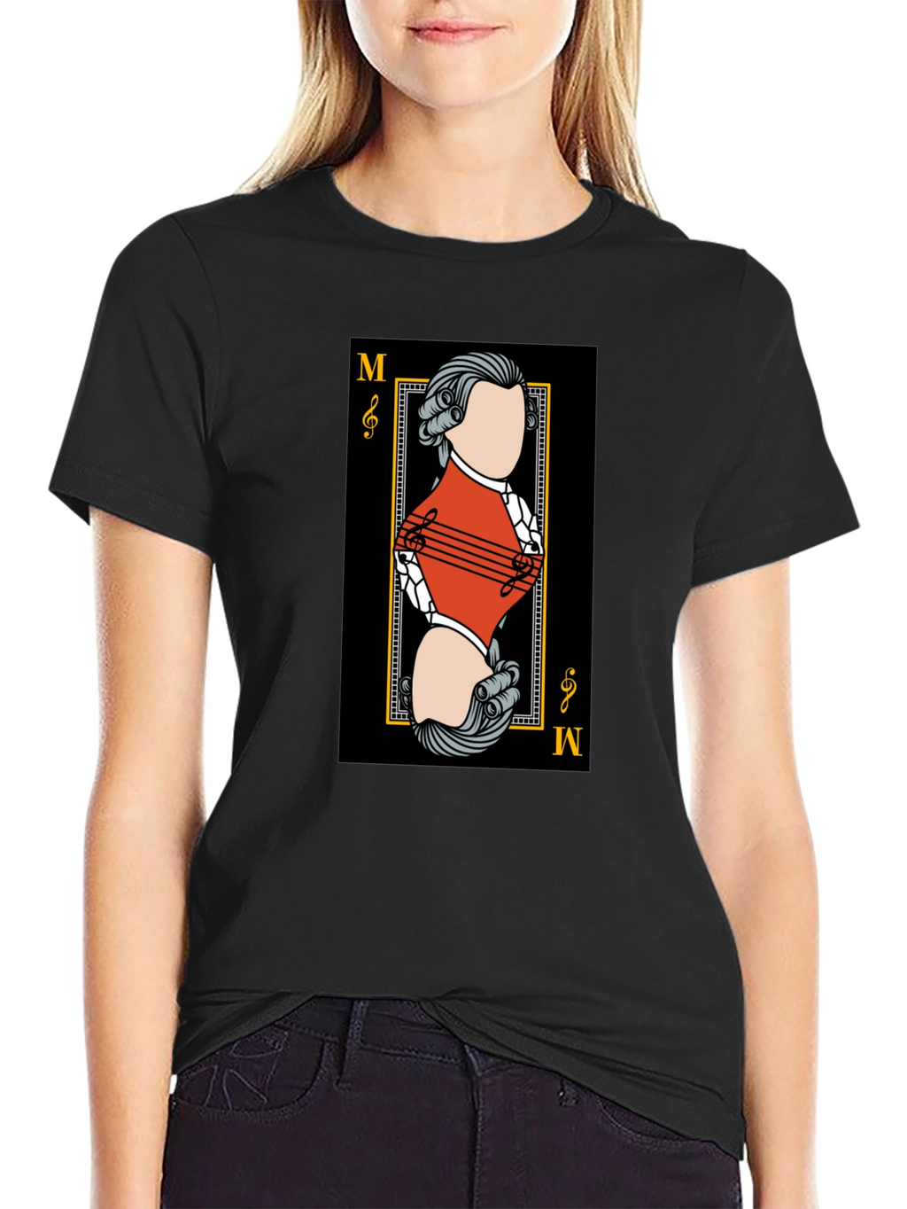 Mozart Card T-Shirt - Unique Musical Design
