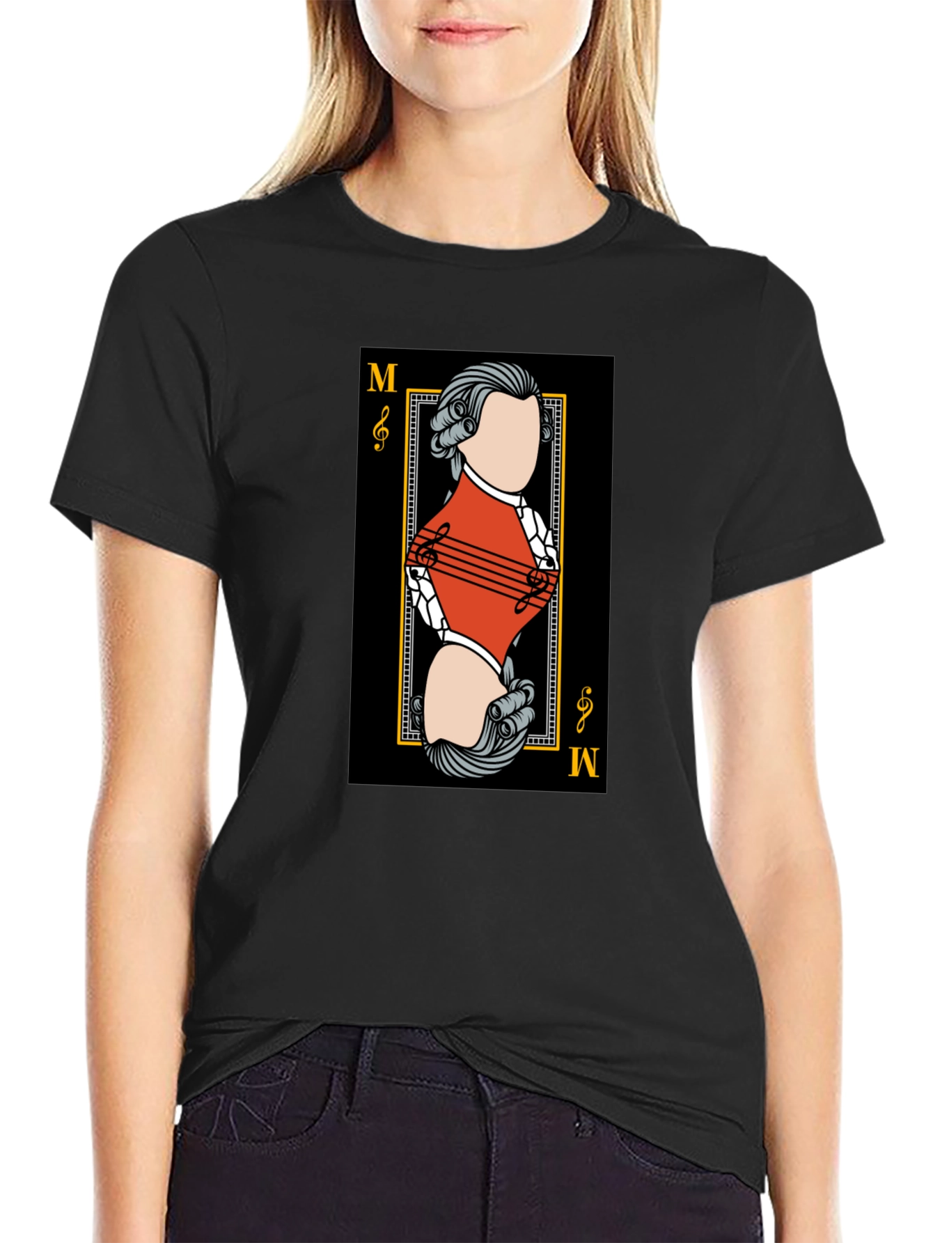 Mozart Card T-Shirt - Unique Musical Design