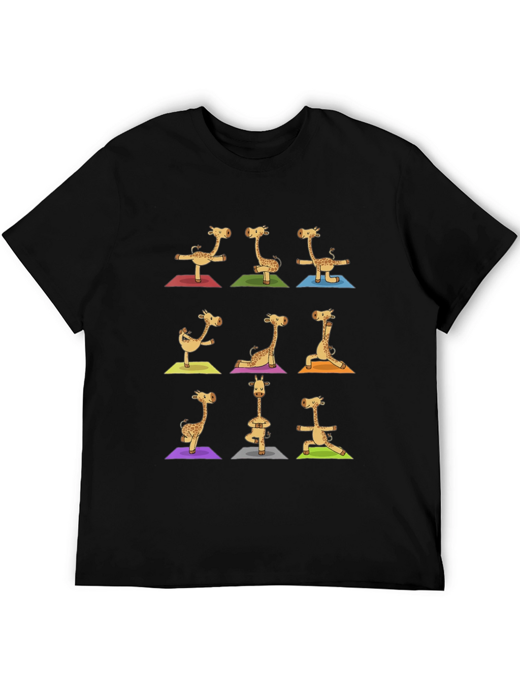 Giraffe Yoga Graphic Tee - Mens Black T-Shirt