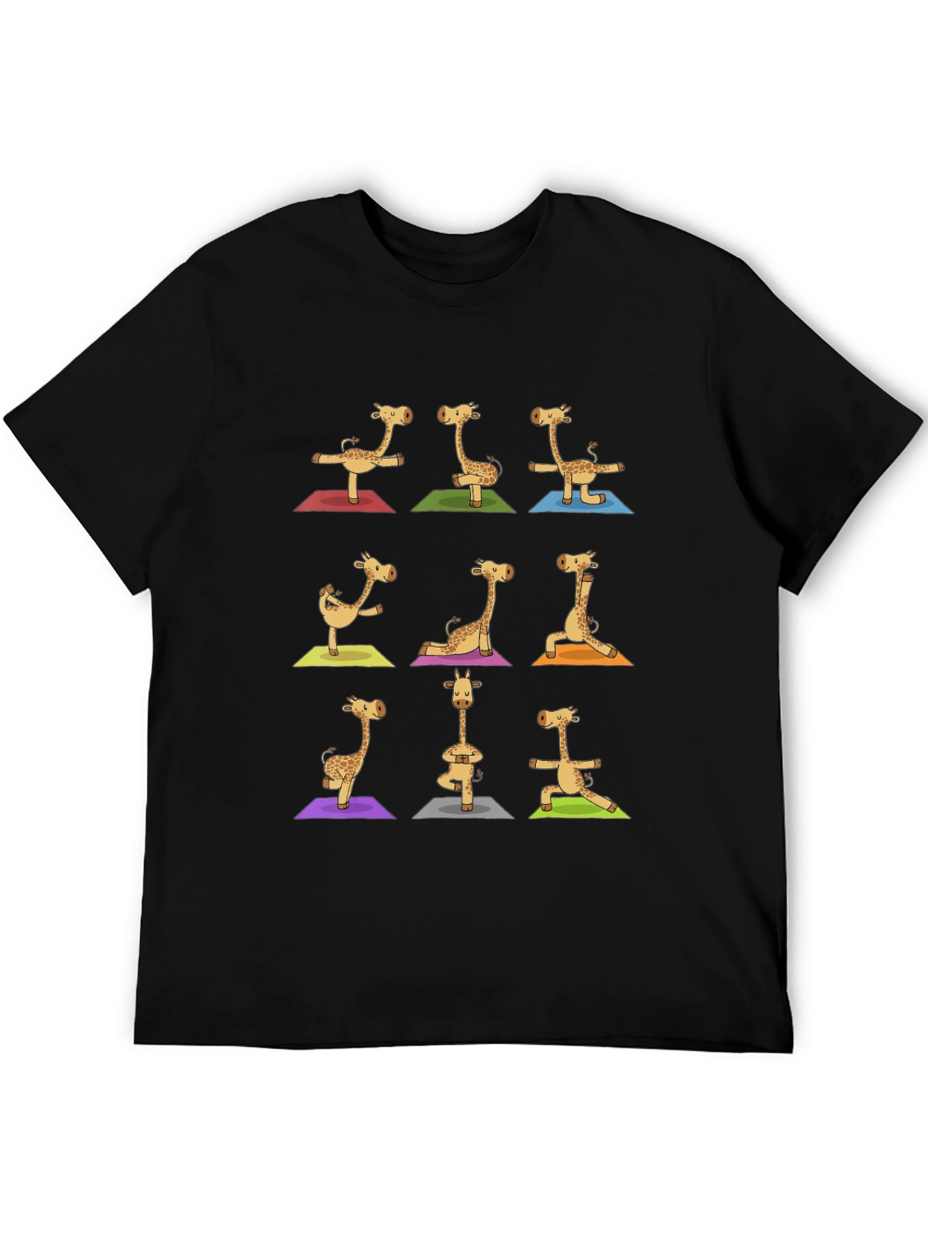 Giraffe Yoga Graphic Tee - Mens Black T-Shirt