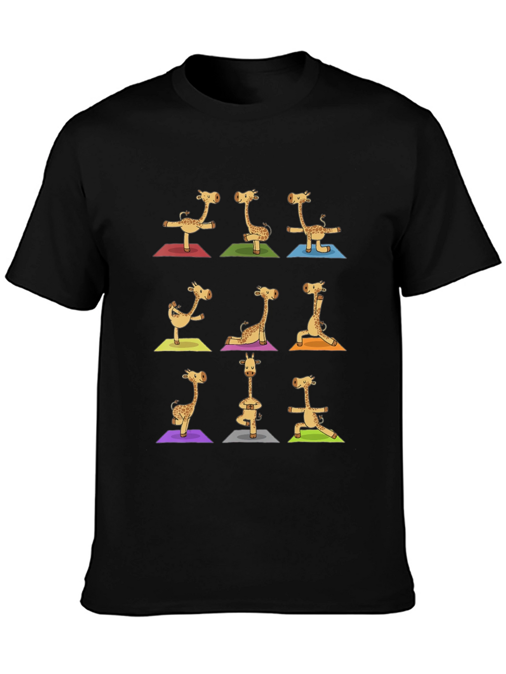 Giraffe Yoga Graphic Tee - Mens Black T-Shirt