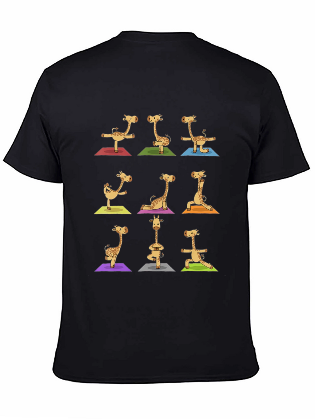Giraffe Yoga Graphic Tee - Mens Black T-Shirt