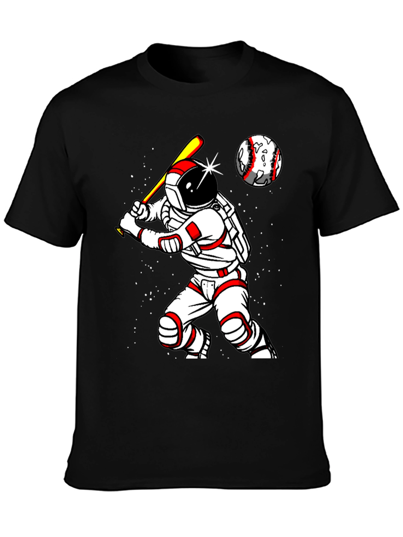 Astronaut Baseball Player Graphic T-Shirt